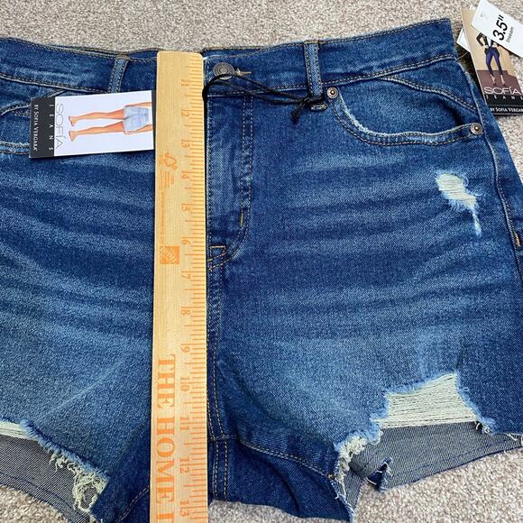 Sofia Jeans Stretch Denim Distressed Cutoff Chi Shorts 6 Frayed Hem Highwaisted - Picture 3 of 12